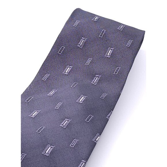 Nicole Miller Men's Gray Geometric Silk Tie - Picture 4 of 10